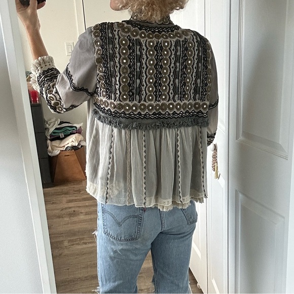 Intropia Beaded Embroidered Boho Open Jacket M - Picture 4 of 10